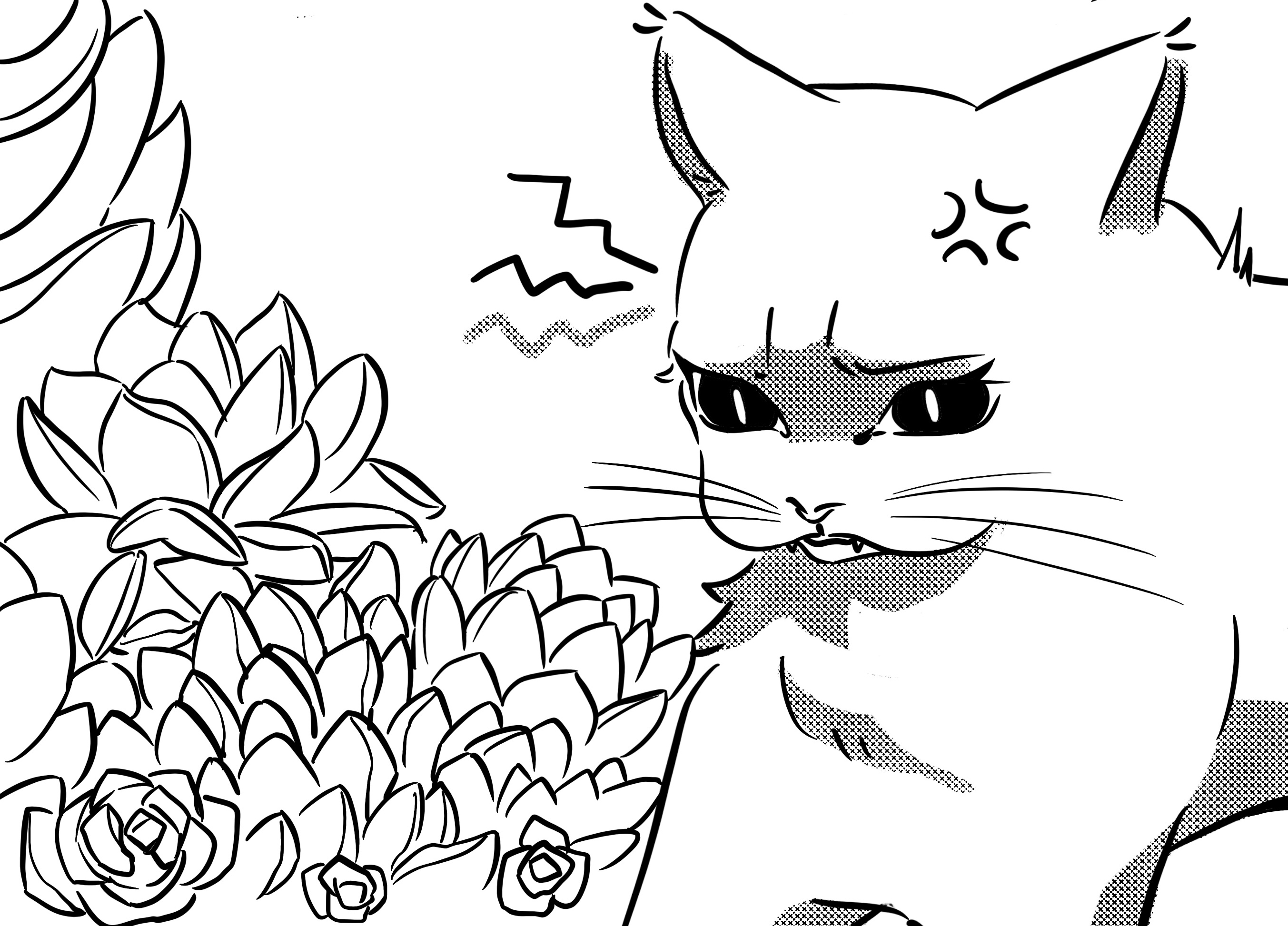 Pet Safe Air-Purifying House Plants a cat is irritated by the plant in the house