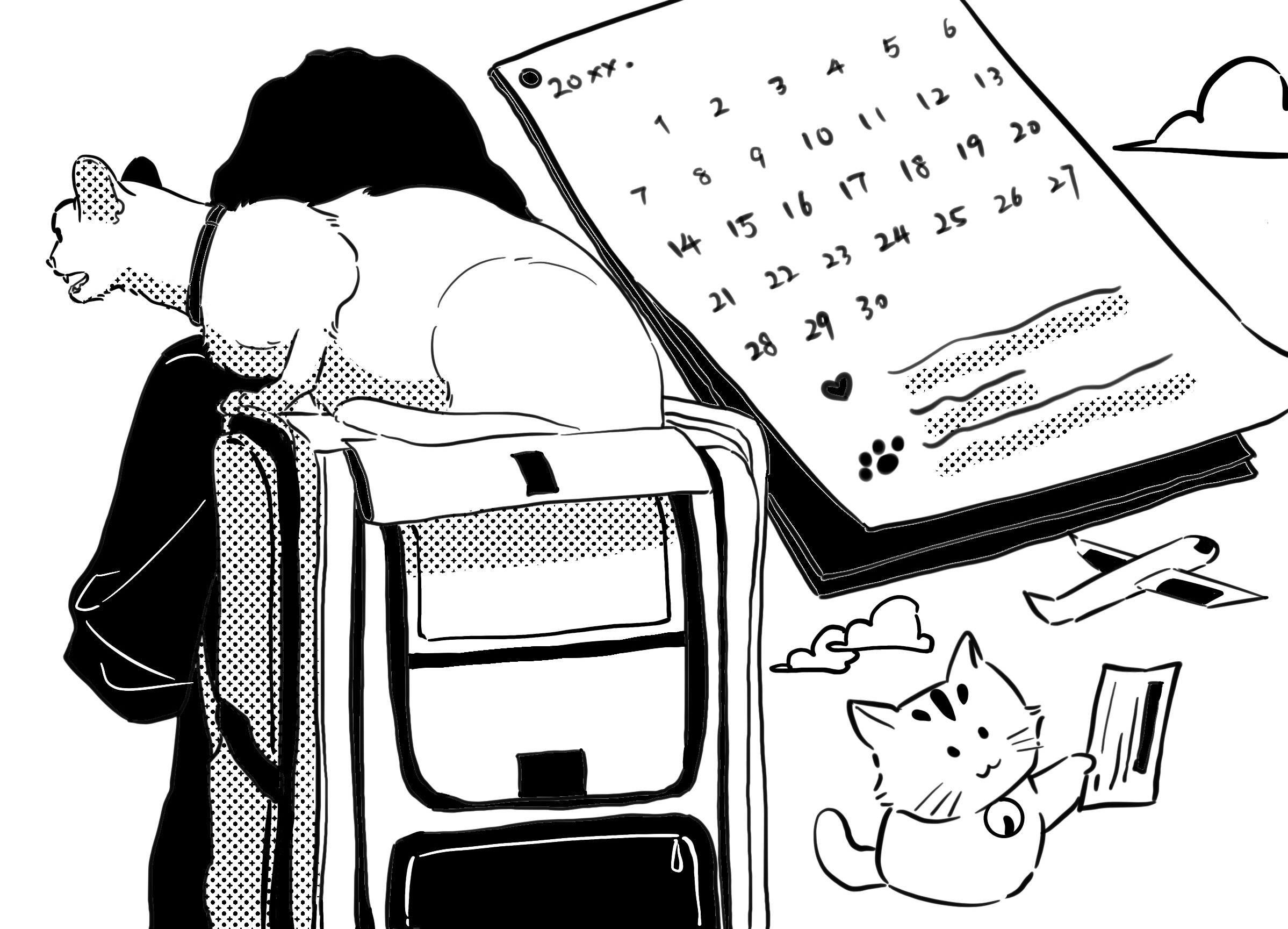 a cat is travelling with its owner